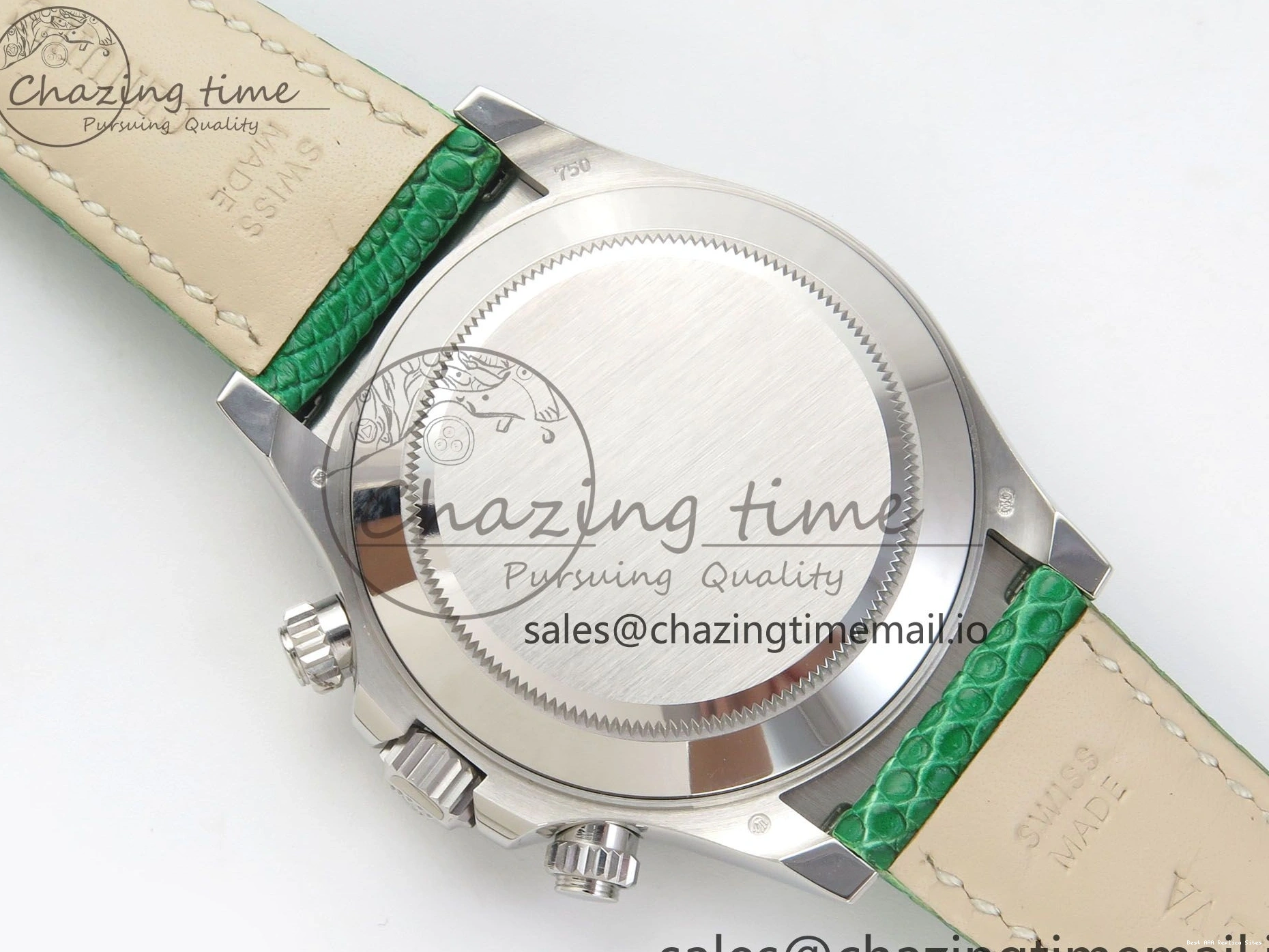 Good Copy Rolex Watches Diamonds Green MPF 40mm Bezel Green Leather 326 Custom Strap Dial FreshLook Modded Daytona on SA 0110